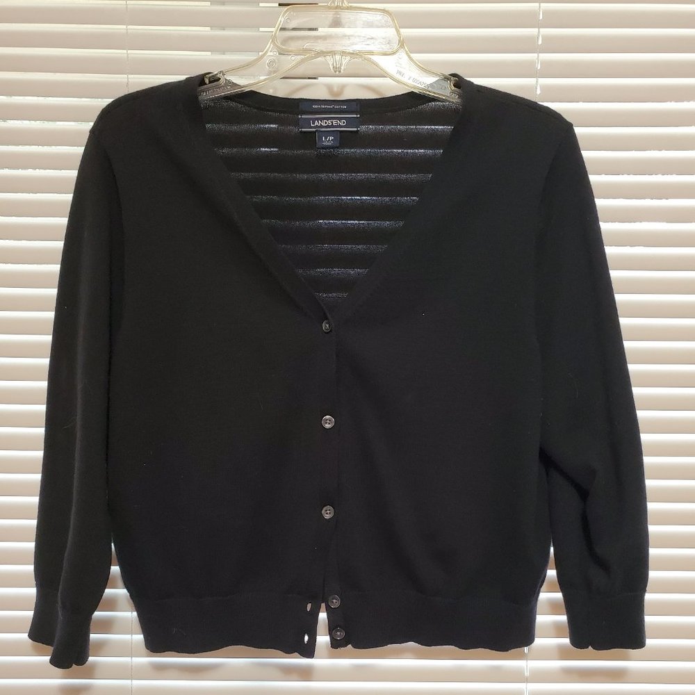 Short black Land's End cardigan